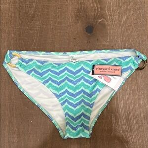 Vineyard Vines Blue and Green Bikini with Chevron Pattern bikini bottom medium